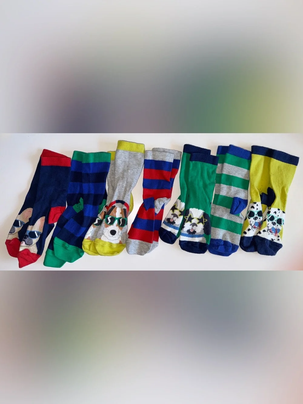 Bundle of Mini Boden socks puppy dogs and stripes shoe size 10-13 toddler / kid